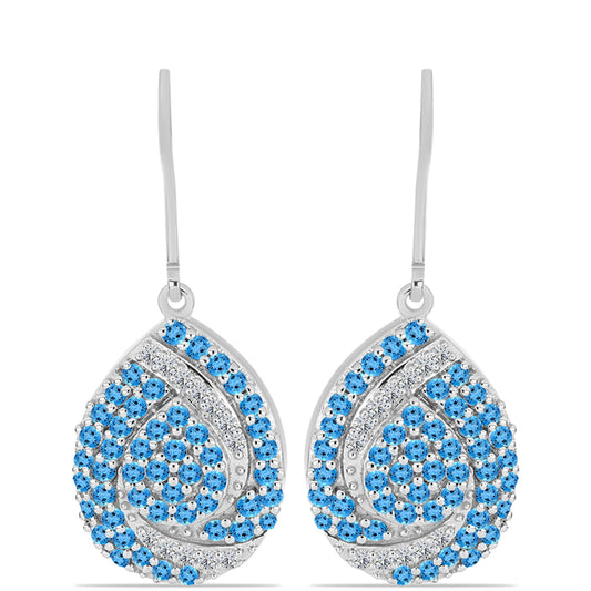 Pendientes de Plata con Topacio Azul Suizo y Topacio Blanco