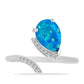 Anillo de Plata con Ópalo Azul Paraiba de Etiopía y Topacio Blanco