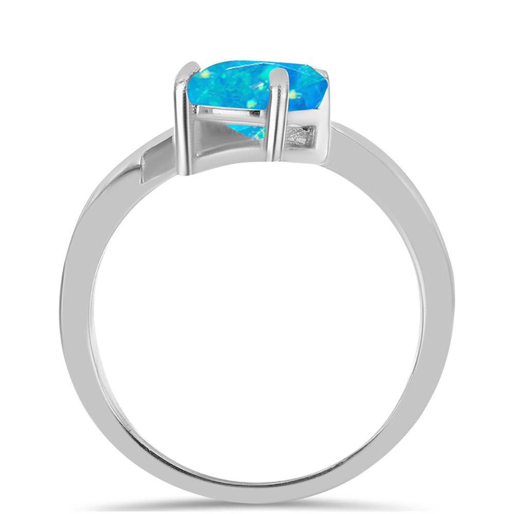 Anillo de Plata con Ópalo Azul Paraiba de Etiopía y Topacio Blanco