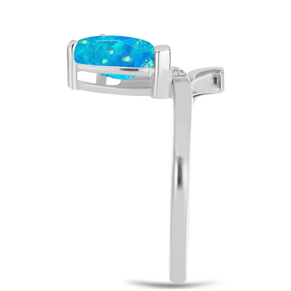Anillo de Plata con Ópalo Azul Paraiba de Etiopía y Topacio Blanco