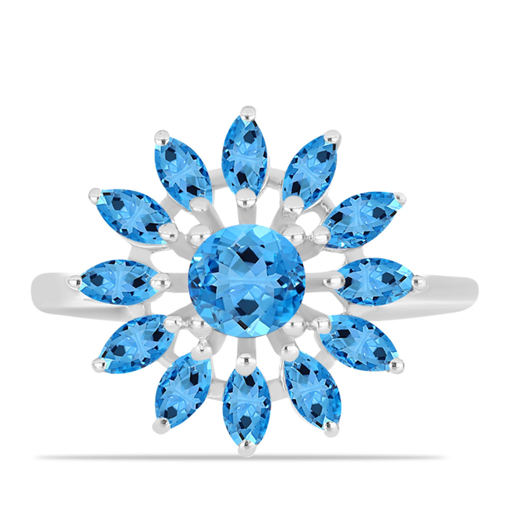 Anillo de Plata con Topacio Azul Suizo