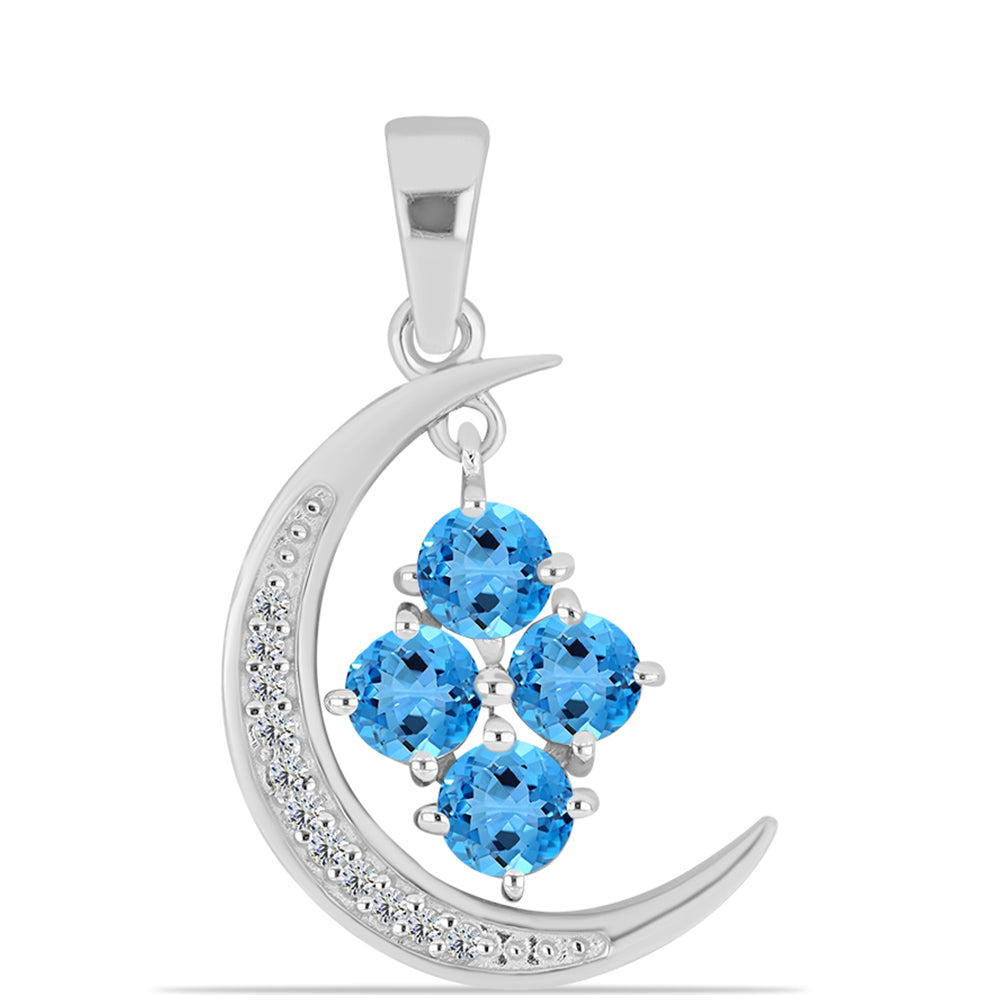 Colgante de Plata con Topacio Azul Suizo y Topacio Blanco