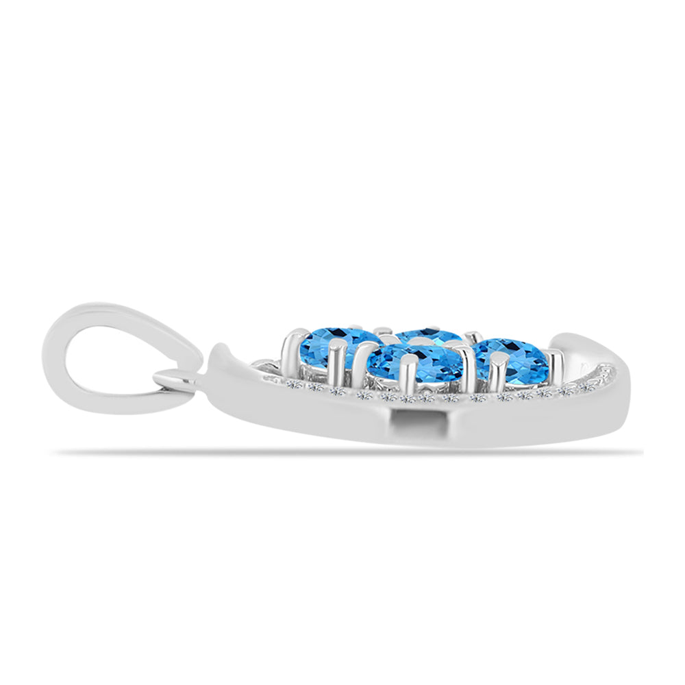Colgante de Plata con Topacio Azul Suizo y Topacio Blanco 2 
