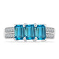 Anillo de Plata con Topacio Azul Suizo y Topacio Blanco