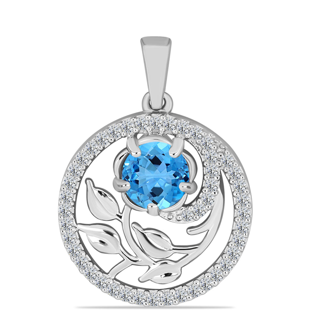 Colgante de Plata con Topacio Azul Suizo y Topacio Blanco