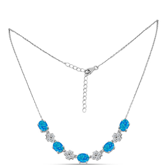 Collar de Plata con Ópalo Azul Paraiba de Etiopía y Topacio Blanco