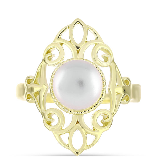 Anillo de Plata Bañada en Oro con Perla de Agua Dulce