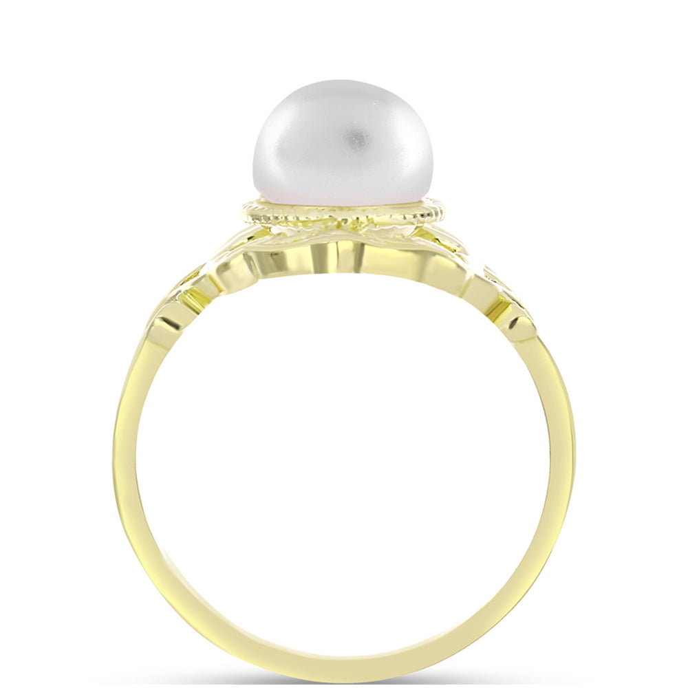 Anillo de Plata Bañada en Oro con Perla de Agua Dulce