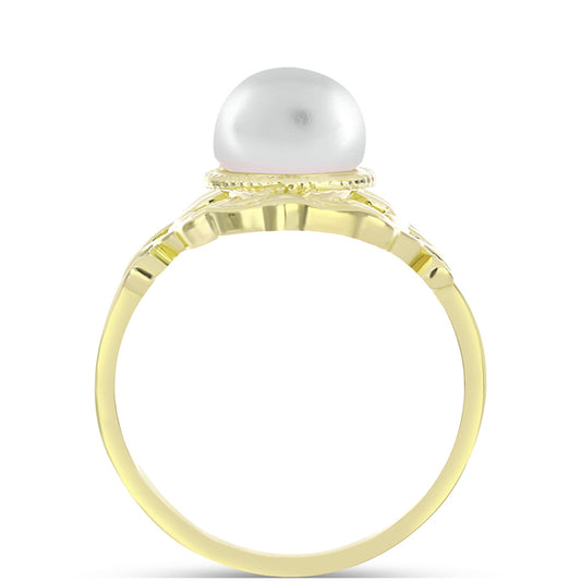 Anillo de Plata Bañada en Oro con Perla de Agua Dulce