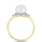 Anillo de Plata Bañada en Oro con Perla de Agua Dulce y Topacio Blanco