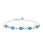 Pulsera de Plata con Topacio Azul Suizo y Topacio Blanco