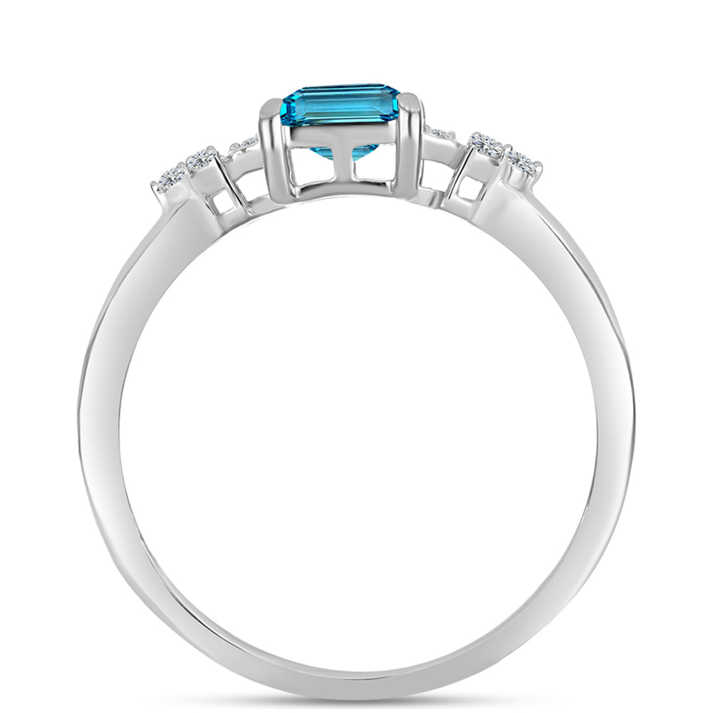 Anillo de Plata con Topacio Azul Suizo y Topacio Blanco 2 