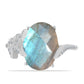 Anillo de Plata con Labradorita de las Minas de Gullgruvene y Topacio Blanco