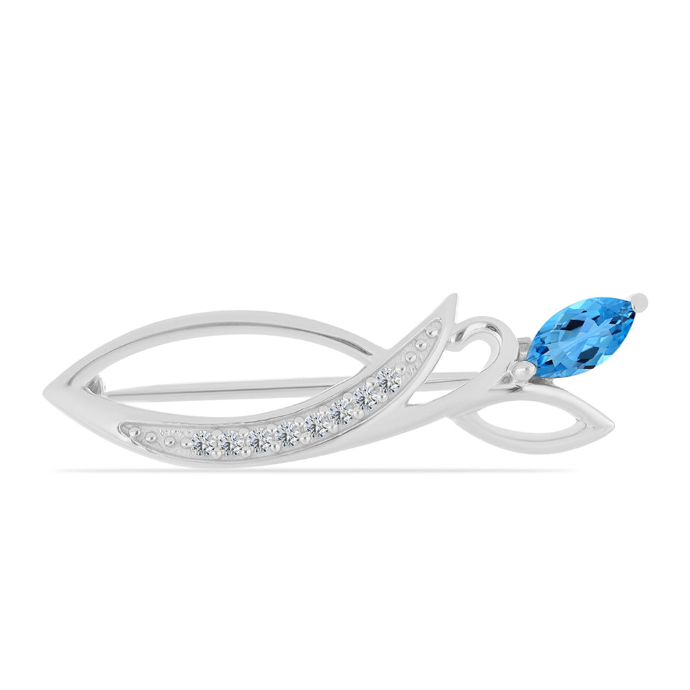 Broche de Plata con Topacio Azul Suizo y Topacio Blanco
