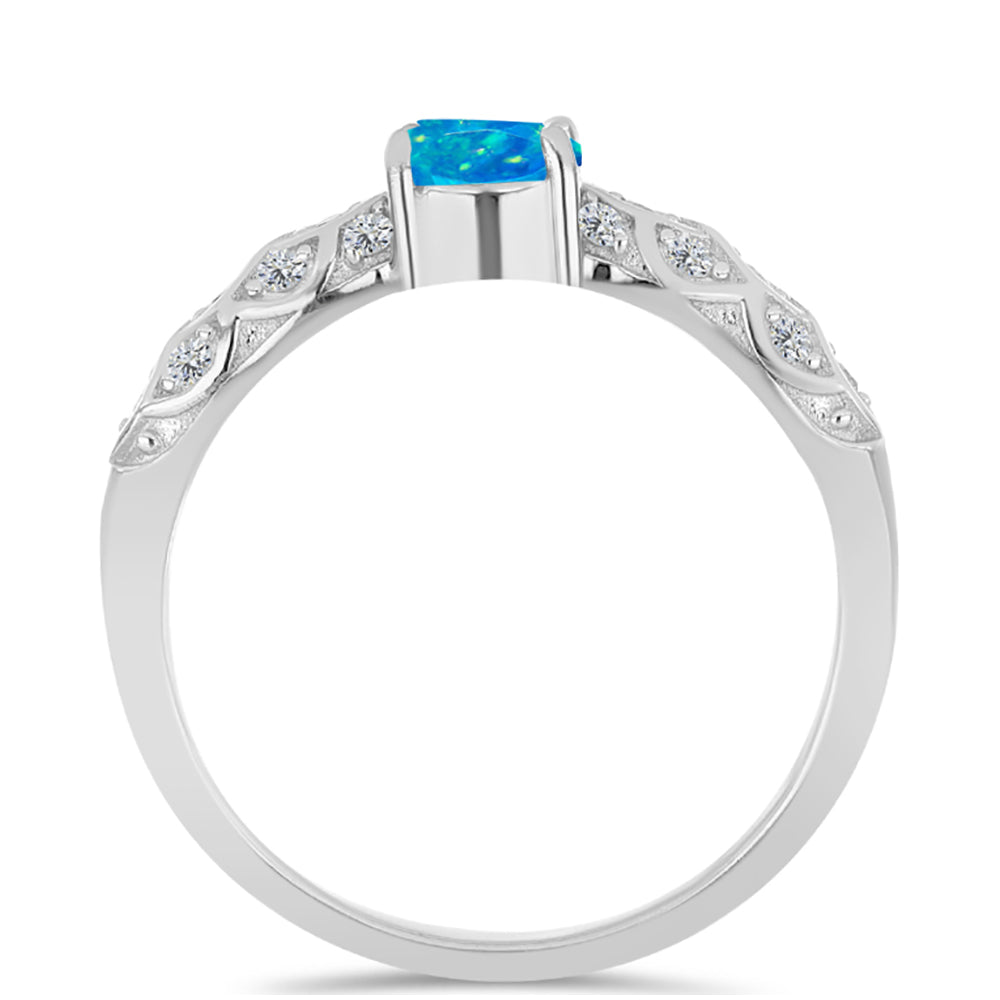 Anillo de Plata con Ópalo Azul Paraiba de Etiopía y Topacio Blanco 2 