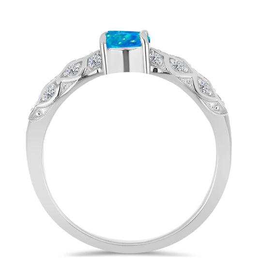 Anillo de Plata con Ópalo Azul Paraiba de Etiopía y Topacio Blanco