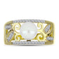 Anillo de Plata Bañada en Oro con Perla de Agua Dulce y Topacio Blanco