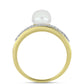Anillo de Plata Bañada en Oro con Perla de Agua Dulce y Topacio Blanco