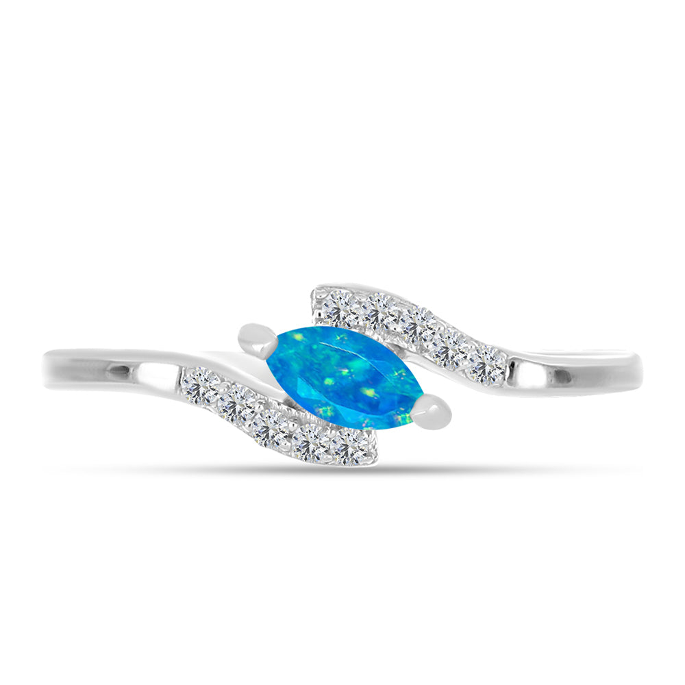 Anillo de Plata con Ópalo Azul Paraiba de Etiopía y Topacio Blanco 1 