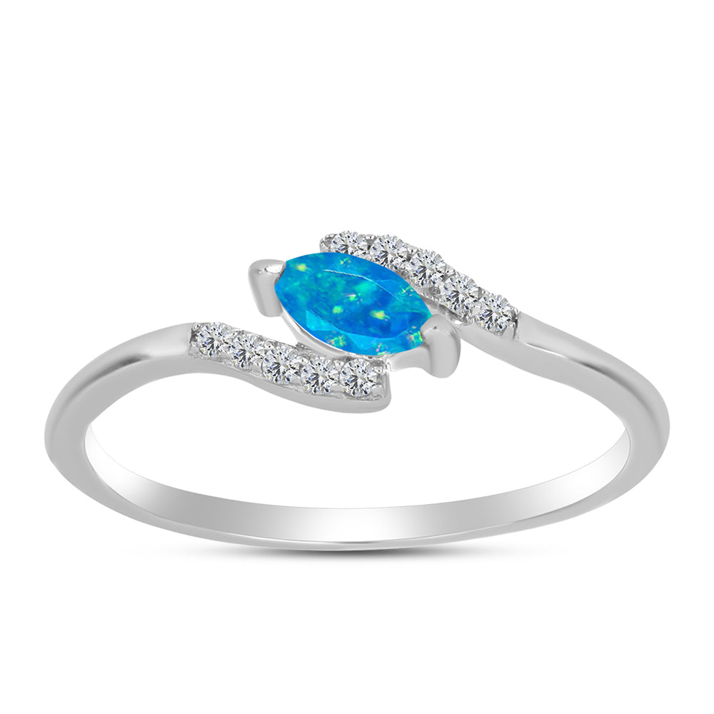 Anillo de Plata con Ópalo Azul Paraiba de Etiopía y Topacio Blanco