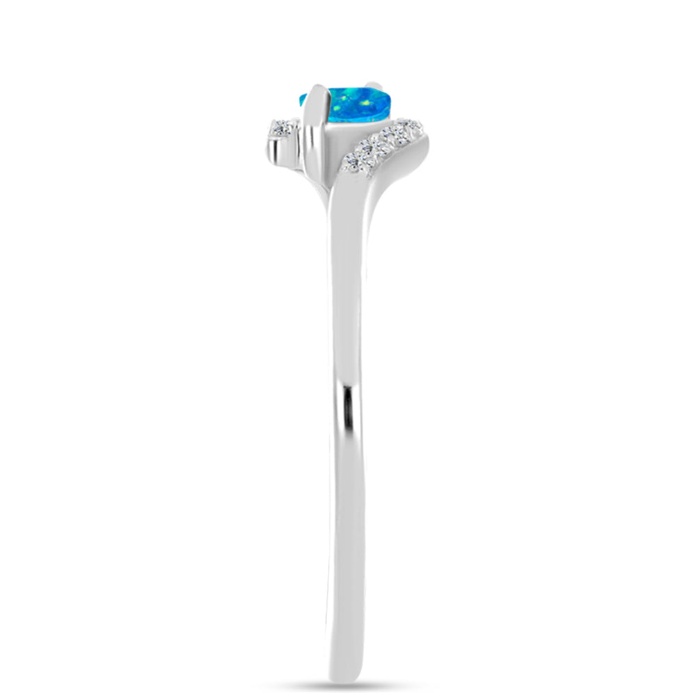 Anillo de Plata con Ópalo Azul Paraiba de Etiopía y Topacio Blanco 4 