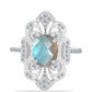 Anillo de Plata con Labradorita de las Minas de Gullgruvene y Topacio Blanco