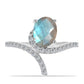 Anillo de Plata con Labradorita de las Minas de Gullgruvene y Topacio Blanco
