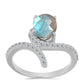 Anillo de Plata con Labradorita de las Minas de Gullgruvene y Topacio Blanco