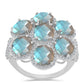 Anillo de Plata con Labradorita de las Minas de Gullgruvene y Topacio Blanco