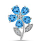 Broche de Plata con Topacio Azul Suizo y Topacio Blanco