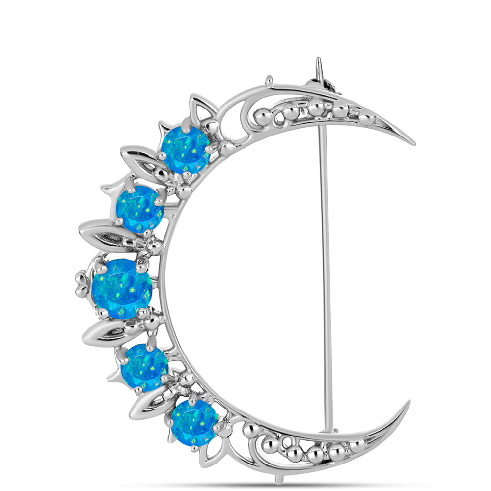 Broche de Plata con Ópalo Azul Paraiba de Etiopía