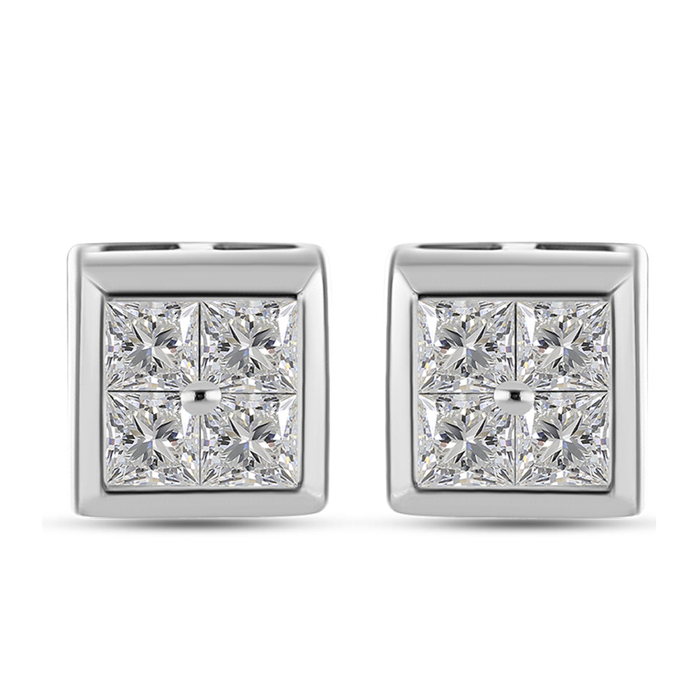 Pendientes de Plata con Diamante blanco 1 