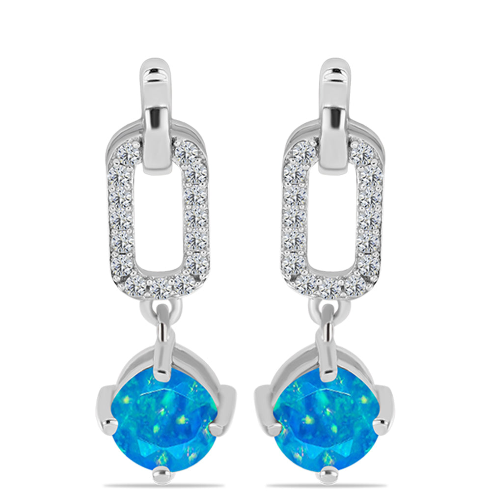 Pendientes de Plata con Ópalo Azul Paraiba de Etiopía y Topacio Blanco