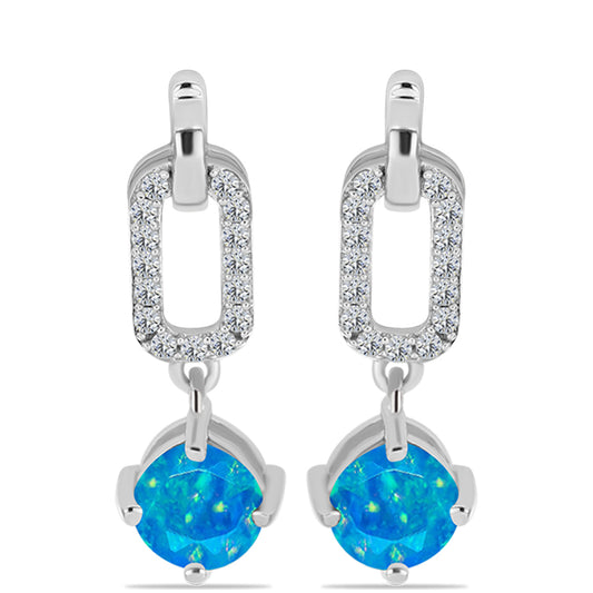 Pendientes de Plata con Ópalo Azul Paraiba de Etiopía y Topacio Blanco