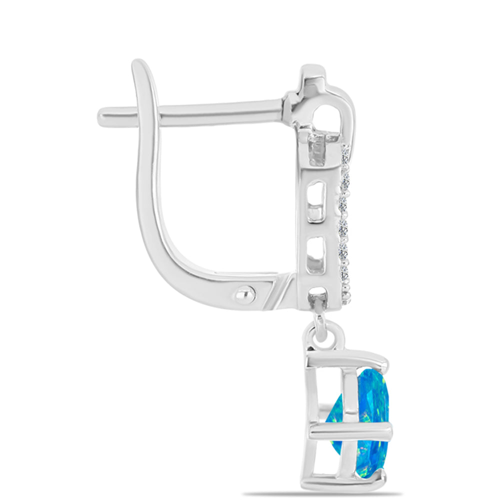 Pendientes de Plata con Ópalo Azul Paraiba de Etiopía y Topacio Blanco 2 