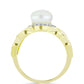 Anillo de Plata Bañada en Oro con Perla de Agua Dulce y Topacio Blanco