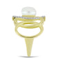 Anillo de Plata Bañada en Oro con Perla de Agua Dulce y Topacio Blanco