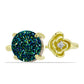 Anillo de Plata Bañada en Oro con Drusa Verde y Topacio Blanco