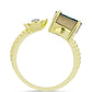 Anillo de Plata Bañada en Oro con Drusa Verde y Topacio Blanco