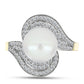 Anillo de Plata Bañada en Oro con Perla de Agua Dulce y Topacio Blanco