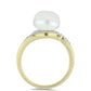 Anillo de Plata Bañada en Oro con Perla de Agua Dulce y Topacio Blanco