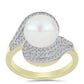 Anillo de Plata Bañada en Oro con Perla de Agua Dulce y Topacio Blanco