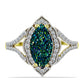 Anillo de Plata Bañada en Oro con Drusa Verde y Topacio Blanco
