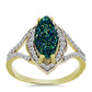 Anillo de Plata Bañada en Oro con Drusa Verde y Topacio Blanco