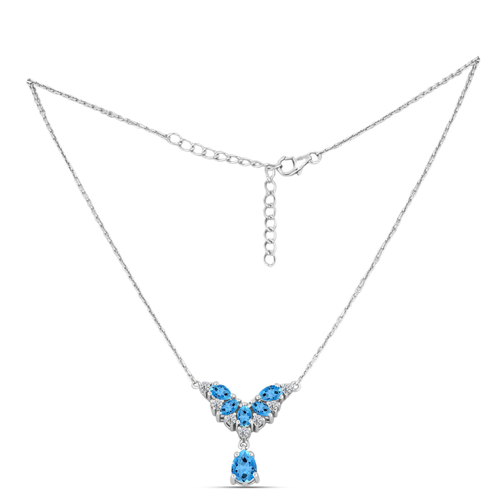 Collar de Plata con Topacio Azul Suizo y Topacio Blanco 1 