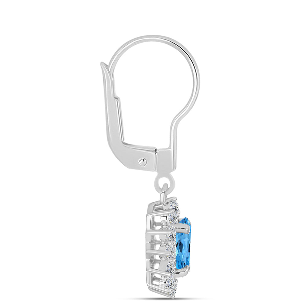 Pendientes de Plata con Topacio Azul Suizo y Topacio Blanco 2 