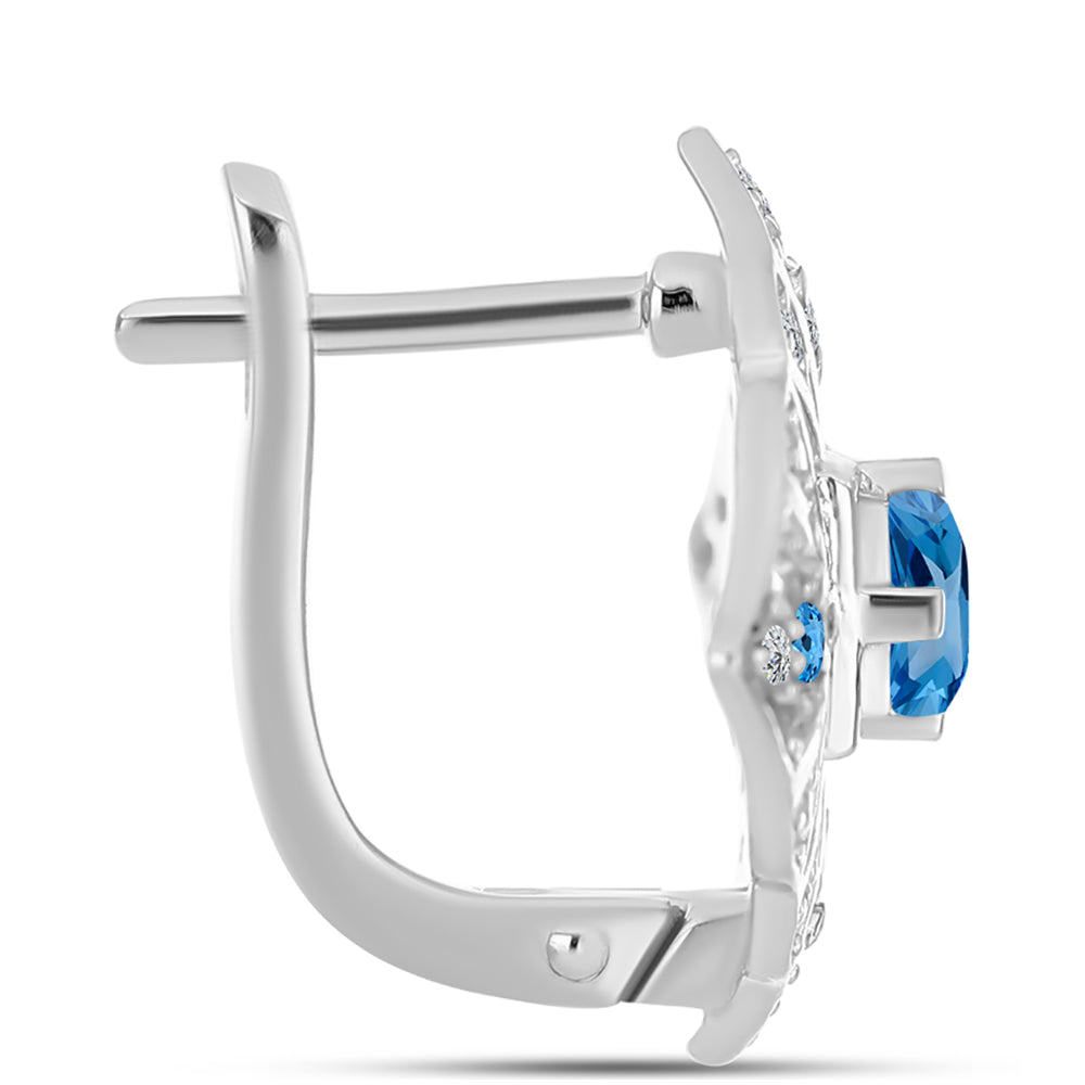 Pendientes de Plata con Topacio Azul Suizo y Topacio Blanco 2 