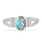 Anillo de Plata con Labradorita de las Minas de Gullgruvene y Topacio Blanco