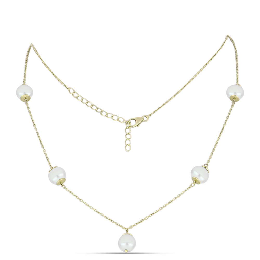Collar de Plata Bañada en Oro con Perla de Agua Dulce