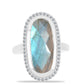 Anillo de Plata con Labradorita de las Minas de Gullgruvene y Topacio Blanco